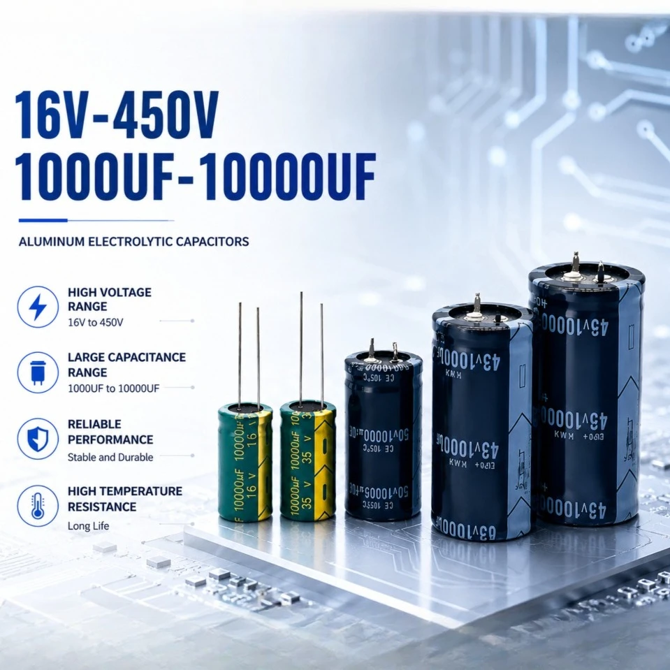 16V 25V 50V 63V 80V 100V Radial DIP Aluminum Electrolytic Capacitors 1000-10000UF 20% Tolerance 1pcs Good Quality