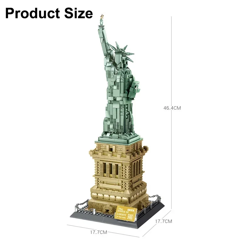 Cute Version Statue Of Liberty Of US Building Blocks  World Famous Architecture Bricks City Street View Toys Gifts For Children