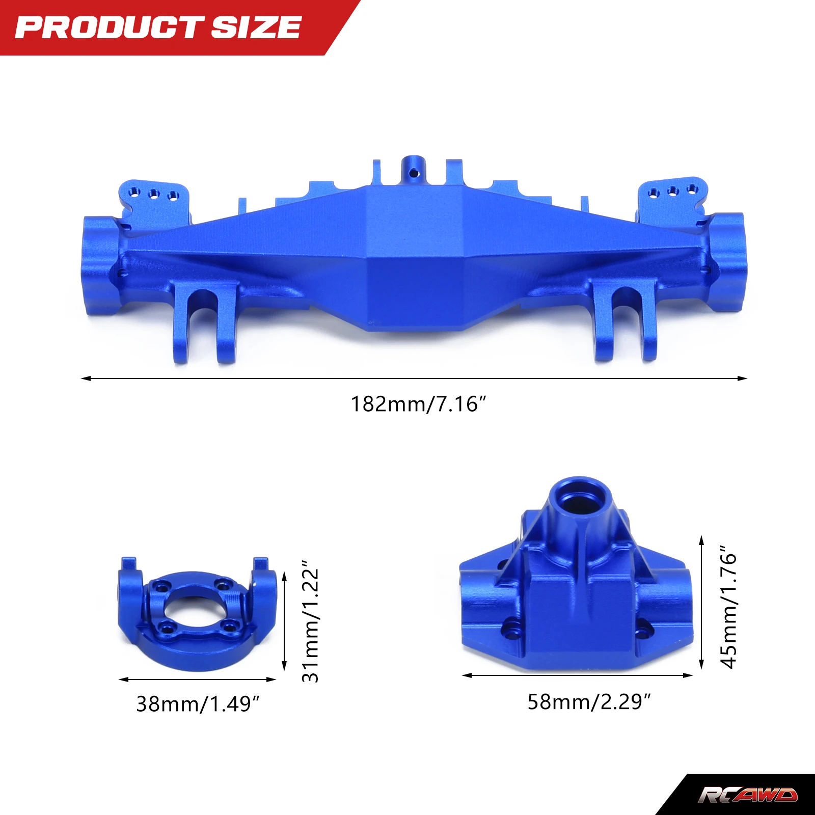 machined Aluminum alloy front Axle Housing Set Complete w/C hub carrier for 1-8 Losi LMT RC car upgrade part