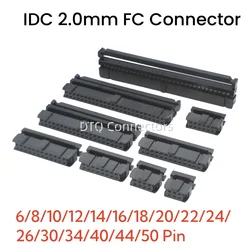 10Pcs 2.0 2mm Pitch FC 2X3/4/5/6/7/8/10/12/13/15/17/20/25 Pin IDC Female Header Socket Connector For 1.0mm Flat Cable