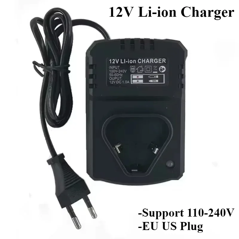 12V Universal Charger DC EU/US Li-Ion Rechargeable Charger Support 110-240V For Angle Grinder, Electric Drill Wrench Power Tool