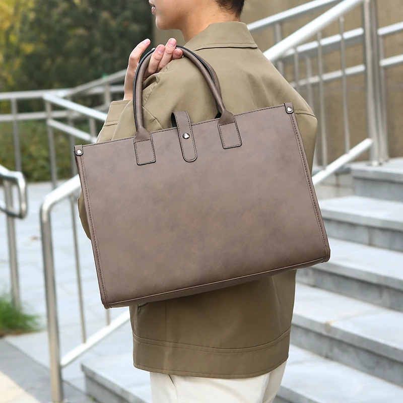 new Luxury Briefcases For Men pvc Leather Executive Business Office 15.6 Inch Laptop Portfolio Large Bag Documents men's handbag