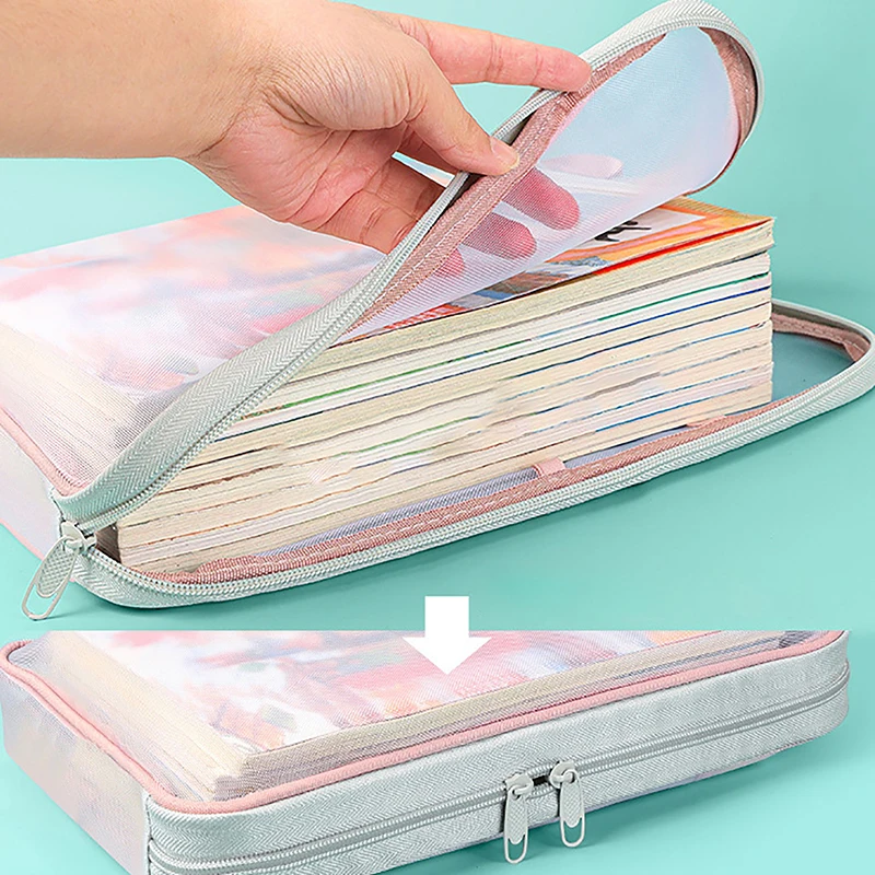 1Pcs A4 Transparent File Subject Classification Thickened 5 Colors Mesh Simple Hand Storage Bag