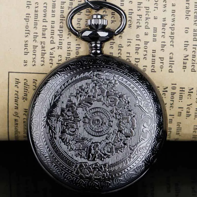 الرجال الكلاسيكية تاج "Love Grandpa Forever" ساعة جيب سوداء قلادة قلادة هدايا للرجال Reloj De Bolsillo Antiguo