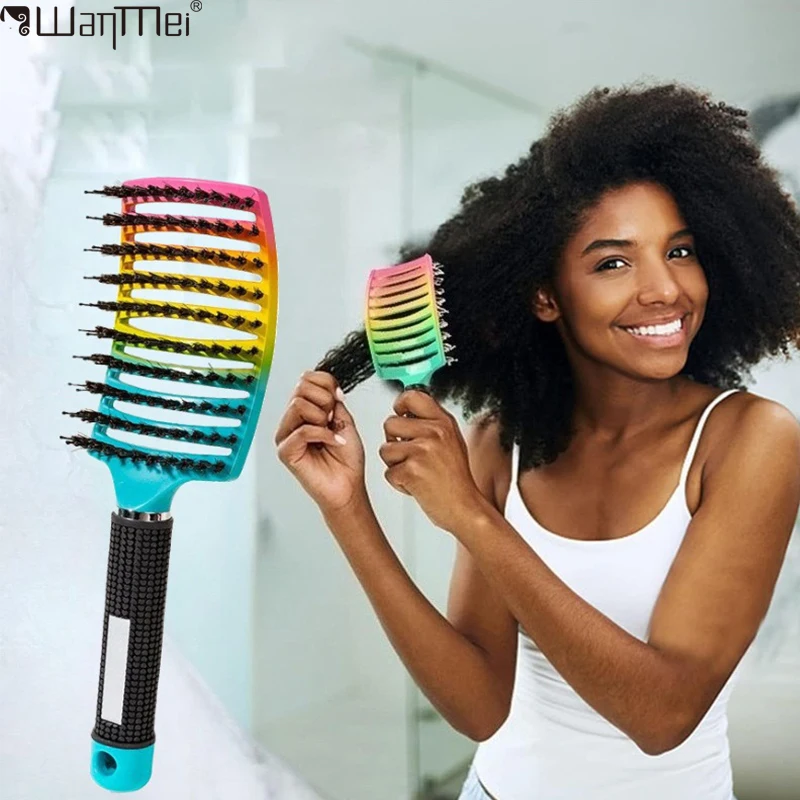 

WANMEI 2pcsDetangling Hair Brush Bristle&Nylon Hair Brush Wet Curly Hair Brush Massage Anti Static Hair Salon Hairdressing Tools