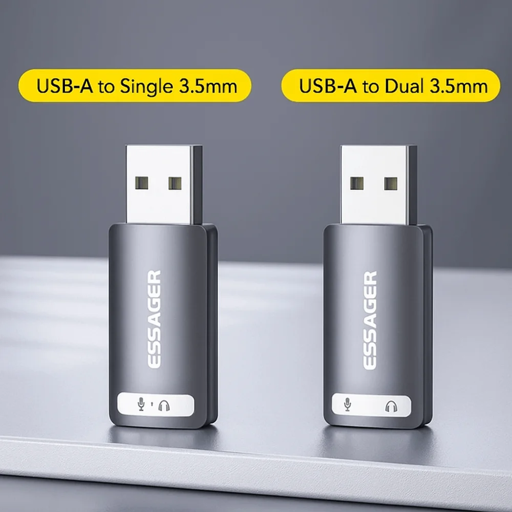 

Stereo Headset USB Sound Card Professional Audio Adapter External Sound Card Aluminum Alloy Metal Shell USB To 3.5mm Sound Card