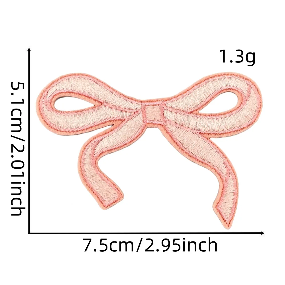 Cartoon Red Pink Embroidery Bow Patches for Kids Clothing Shoes T-shirt Dress Iron on Clothes Appliques