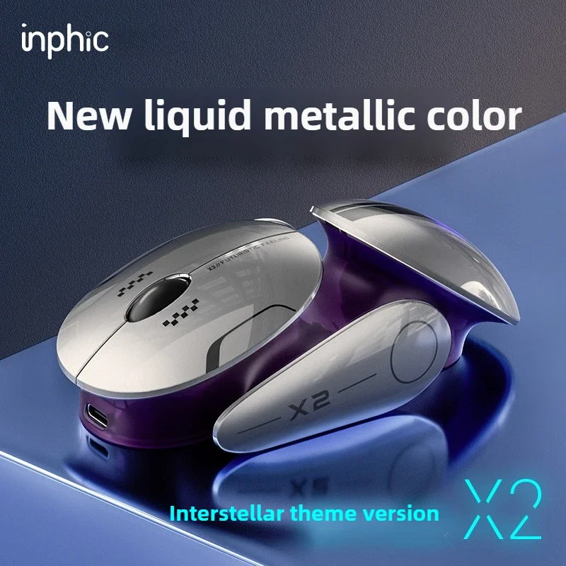 Inphic X2 Bluetooth wireless Gaming Mouse Three mode mouse Metal Base Rechargeable mouse For Computer Laptop Office Game