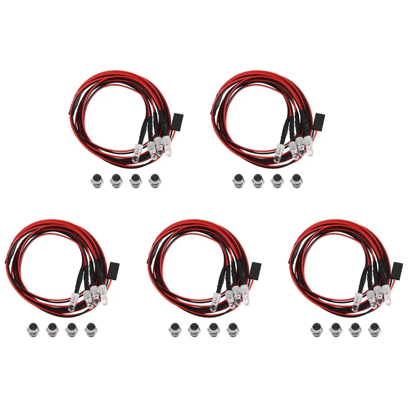 車のヘッドライト,rcモデル,1:10, 5mm, 4個のLED