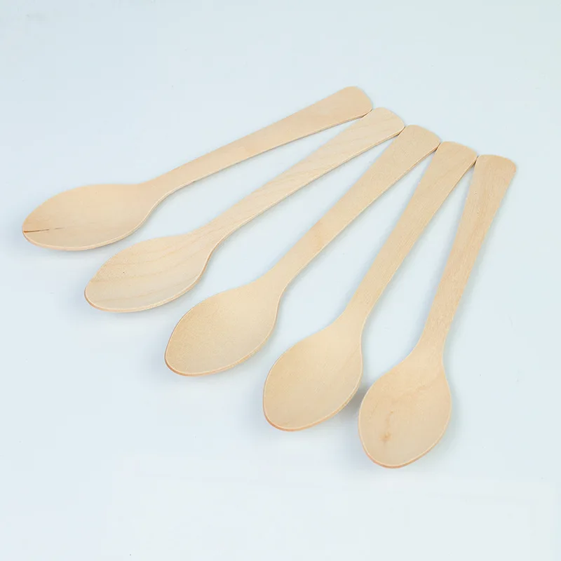 Cuchara desechable de madera tipo romano de 160mm, vajilla biodegradable ecológica para catering y eventos