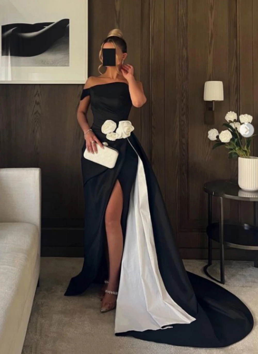 

Luxury Dubai Mermaid Evening Dresses Long Sleeve Elegant Strapless Arabic Prom Formal Dress for Women Wedding Bridal Party