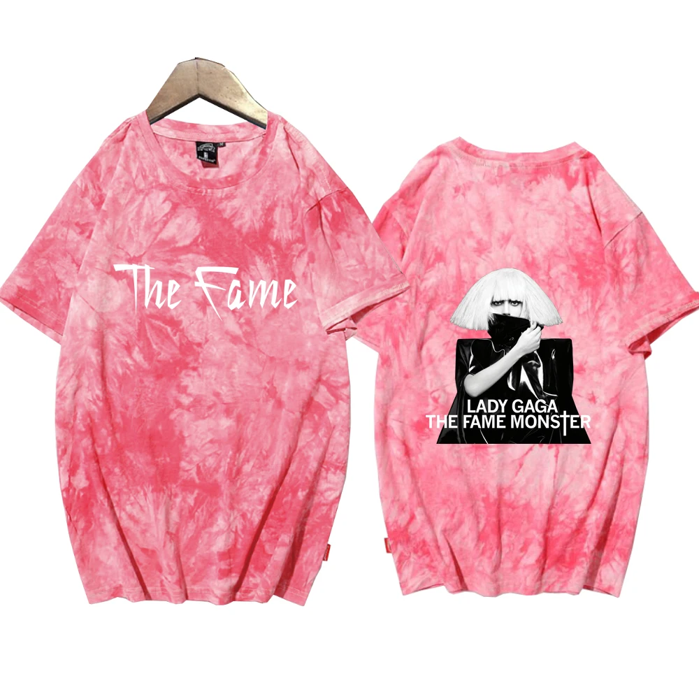 Lady Gaga The Fame 2024 Tie Dye koszule mężczyzna kobieta Harajuku letnia koszulka na co dzień topy regularne topy Oversize