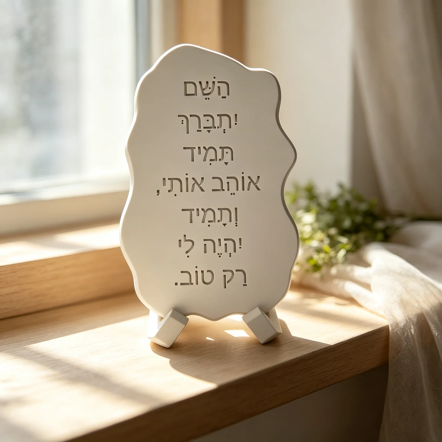 Silicone Mold For Irregular Hebrew Blessing Plaque With Stand, DIY Cement Jesmonite Plaster Jewish Home Decor Molds