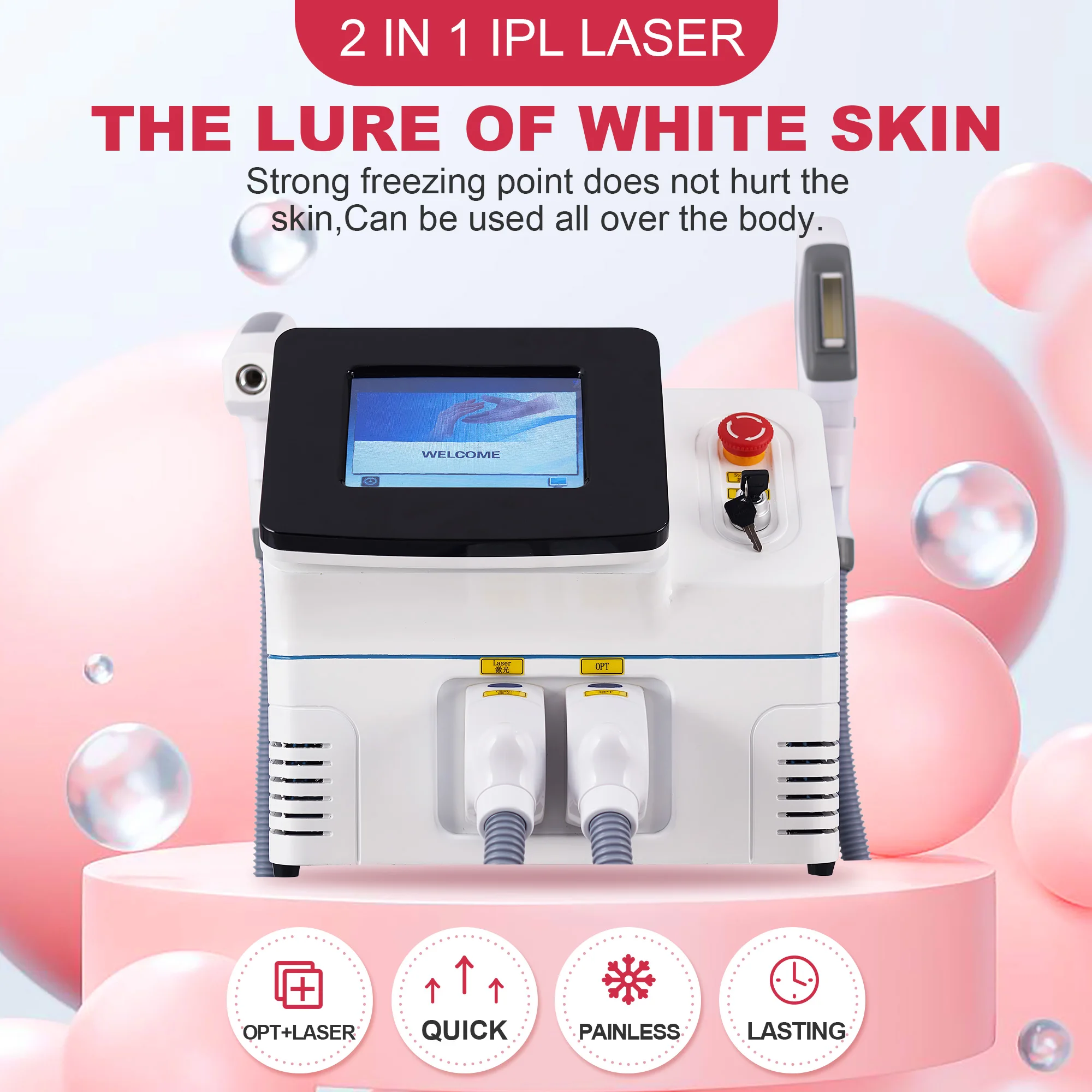 Portable IPL L-aser Hair Removal Machine 360 Magneto/Nd Yag 2 in 1 Hair Removal Tattoo Removal Skin Rejuvenation Beauty Epilator