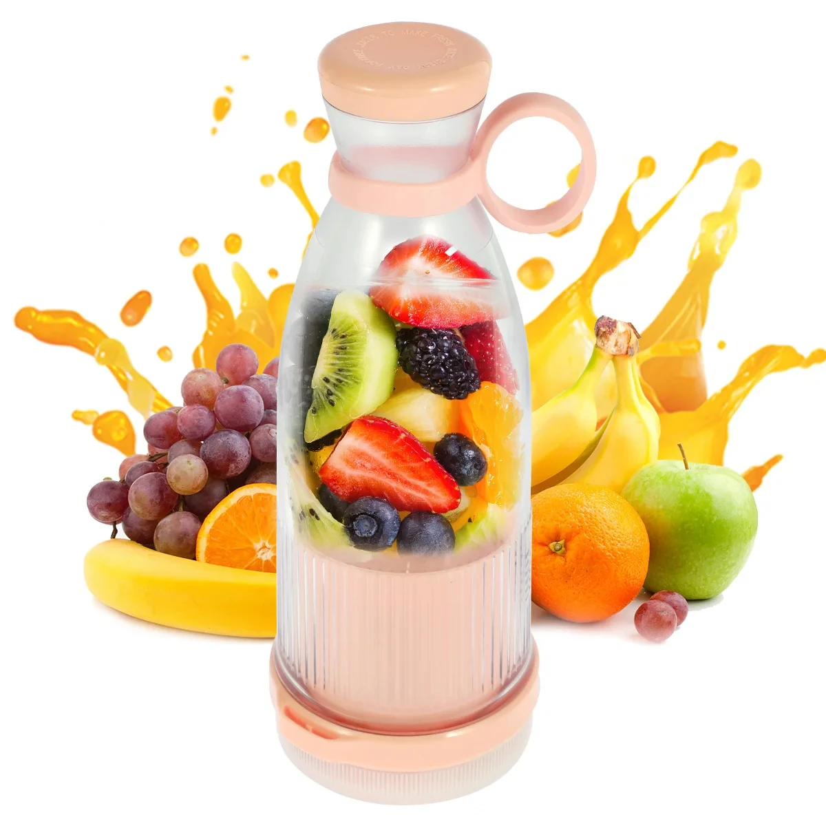 Licuadora eléctrica portátil, exprimidor de frutas, recargable por USB, Mini botella de viaje, multifunción, cocina y hogar