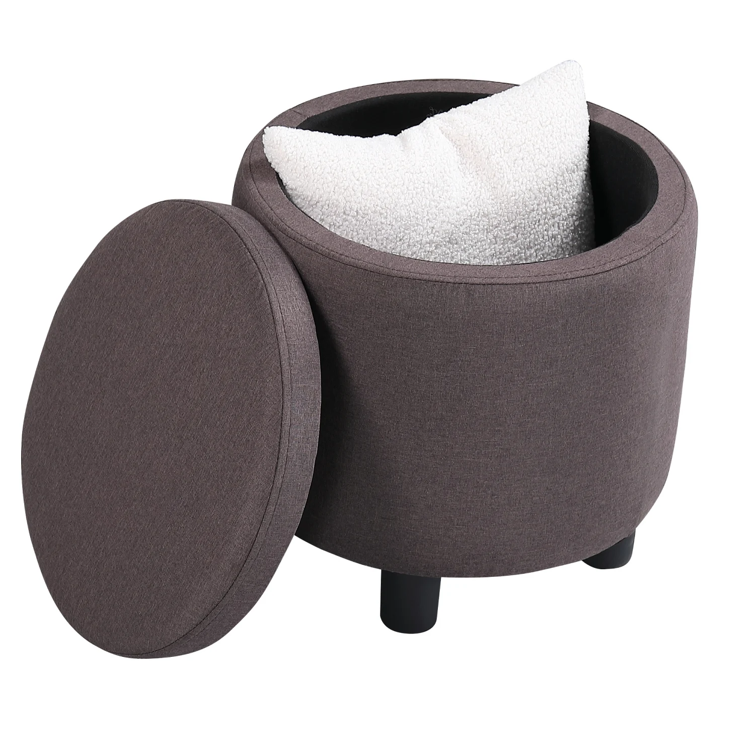 

JST Home Decor Upholstered Round Fabric Tufted Footrest Ottoman, Ottoman with Storage for Living Room & Bedroom, Decorative Home