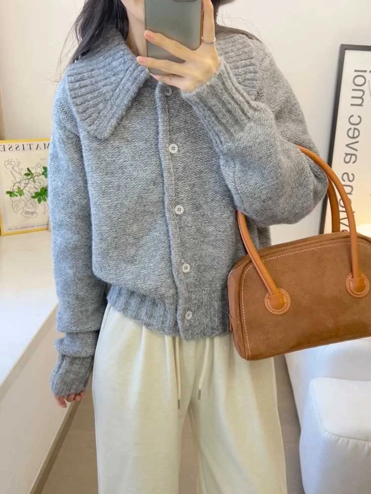 

Корейский женский вязаный свитер в стиле ретро, свободный крой, открытый кардиган, милый топ на осень-зиму, Новое поступление, модный дизайн