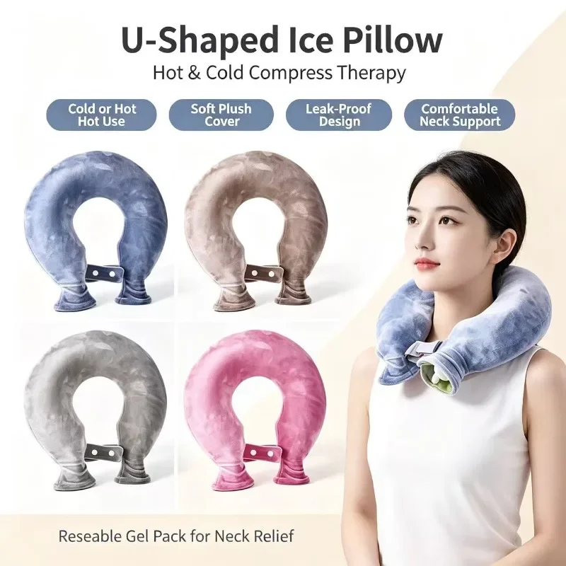 U Shape Neck Hot Compress Water Bottle Plush Cover Explosion Proof Leakproof Shoulder Warmer for Cervical Relief Winter Warm Bag