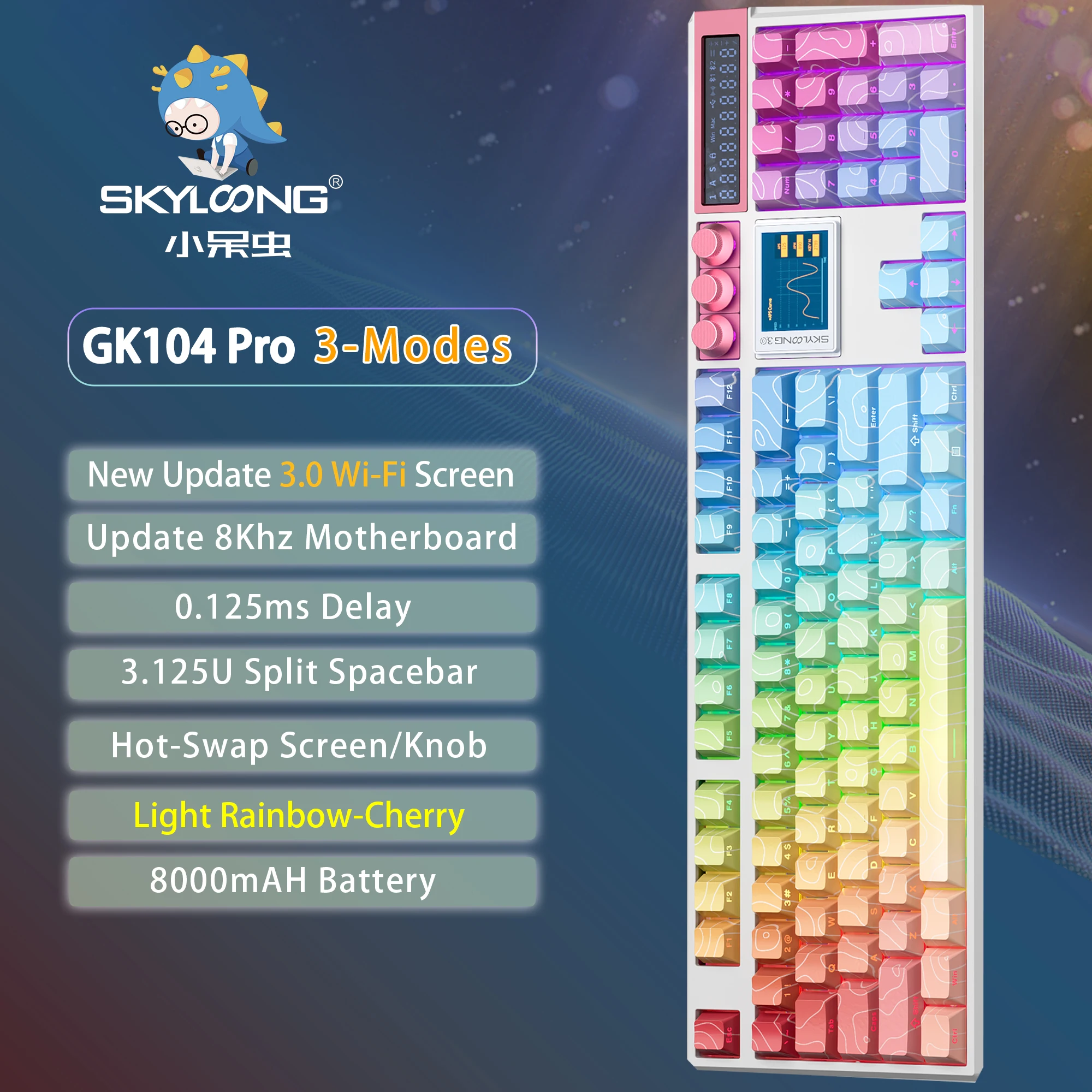 SKYLOONG GK104 Pro Mechanical Gamer Keyboard Full-Size Wireless Keyboard RGB Backlit Hot-Swappable Macro Konb Keyboard for PC image 3