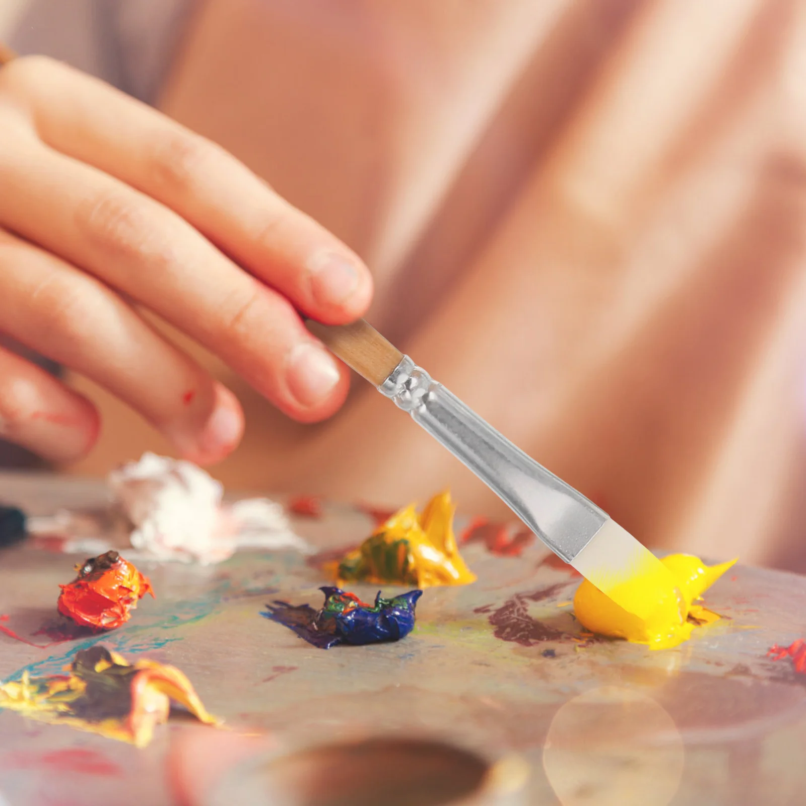 

6pcs Short Handle Painting Brush Set Premium Wood For Watercolor Oil Gouache Portable Art Tools Travel Classroom Home Studio