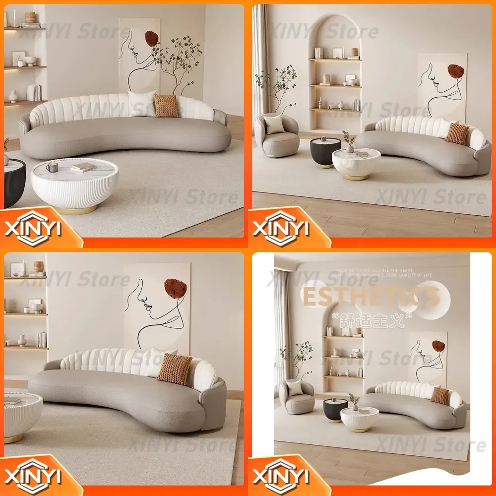 Light Luxury Modern Reception Sofa Leather Art Arc for Hotel Office Salon Beauty Parlor Negotiation Table Chair Set for