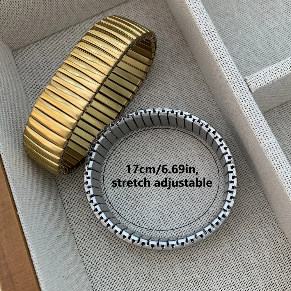Jewelry Elestic Stretch Watch Strap Bracelet Punk Hip Hop Titanium Steel Hand Chain Cool Premium Feeling Vintage Bangle Gift view 6