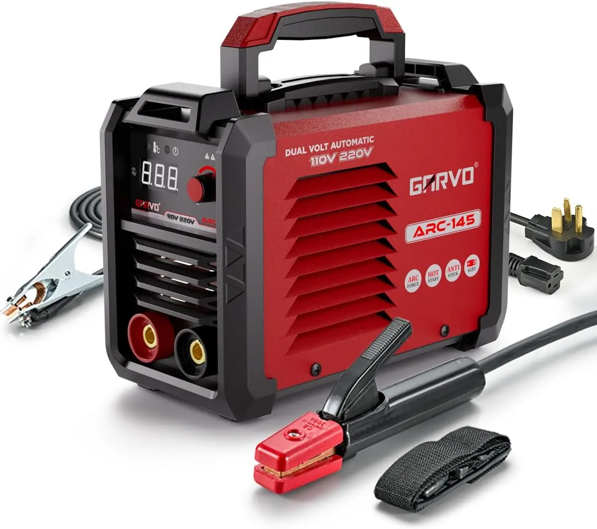 

Портативный сварочный аппарат с двойным напряжением, сварочный аппарат ARC 145 А с цифровым дисплеем, горячим пуском и антипригарным покрытием