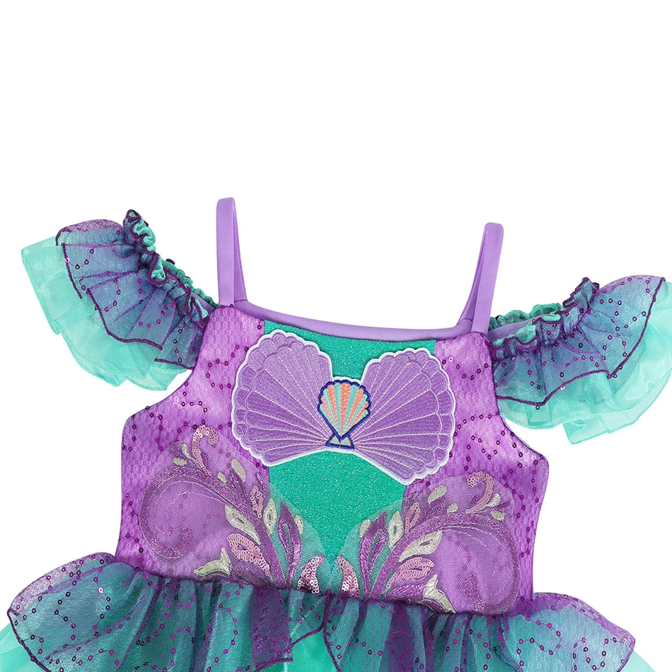 Abito a sirena in pizzo di lusso bambina ricamo a coda di pesce Costume da principessa Kid Birthday Party outfit bambini Ruffle Fancy Sets