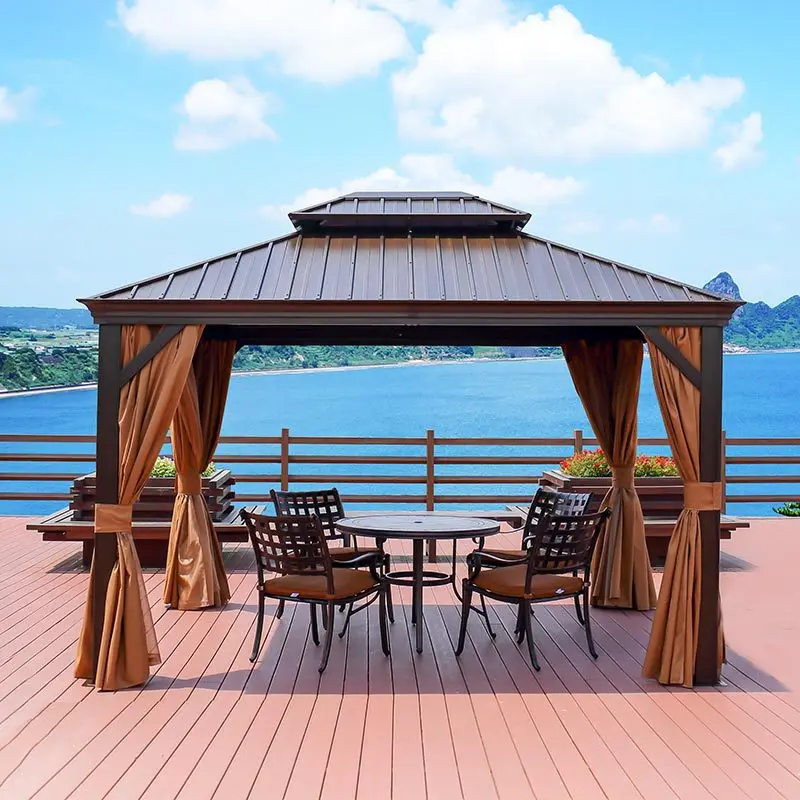 

Luxury Outdoor Gazebo Pergola Aluminum Frame Hard Top Garden Gazebo