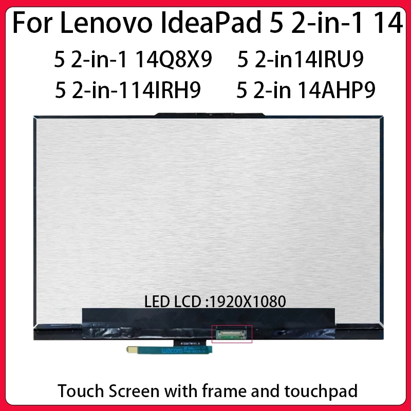 Ekran dotykowy LCD 14 cali do laptopa Lenovo IdeaPad 5 2-w-1 14Q8X9 14IRU9 14IRH9 14AHP9, moduł wyświetlacza z digitizerem, zamiennik