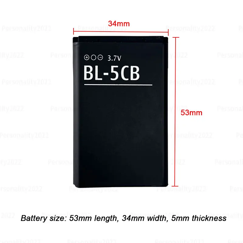 BL-5CB Lithium Batteries 3.7V 1100mAh BL 5CB Rechargeable Cell for Nokia 105 106 107 1050 3100 5130 BL5CB Mobile Phone Battery