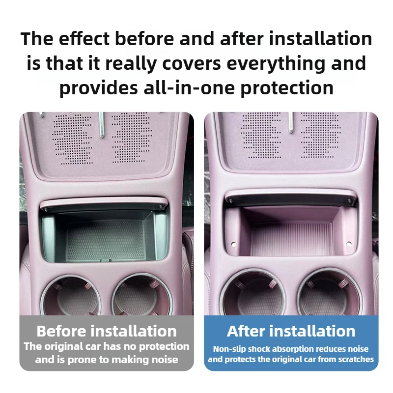 

For Voyah FREE+ 4Pcs/Set Car Central Control Silicone Storage Box Tray Wireless Charging Silicone Pad Cup Holder Accessories