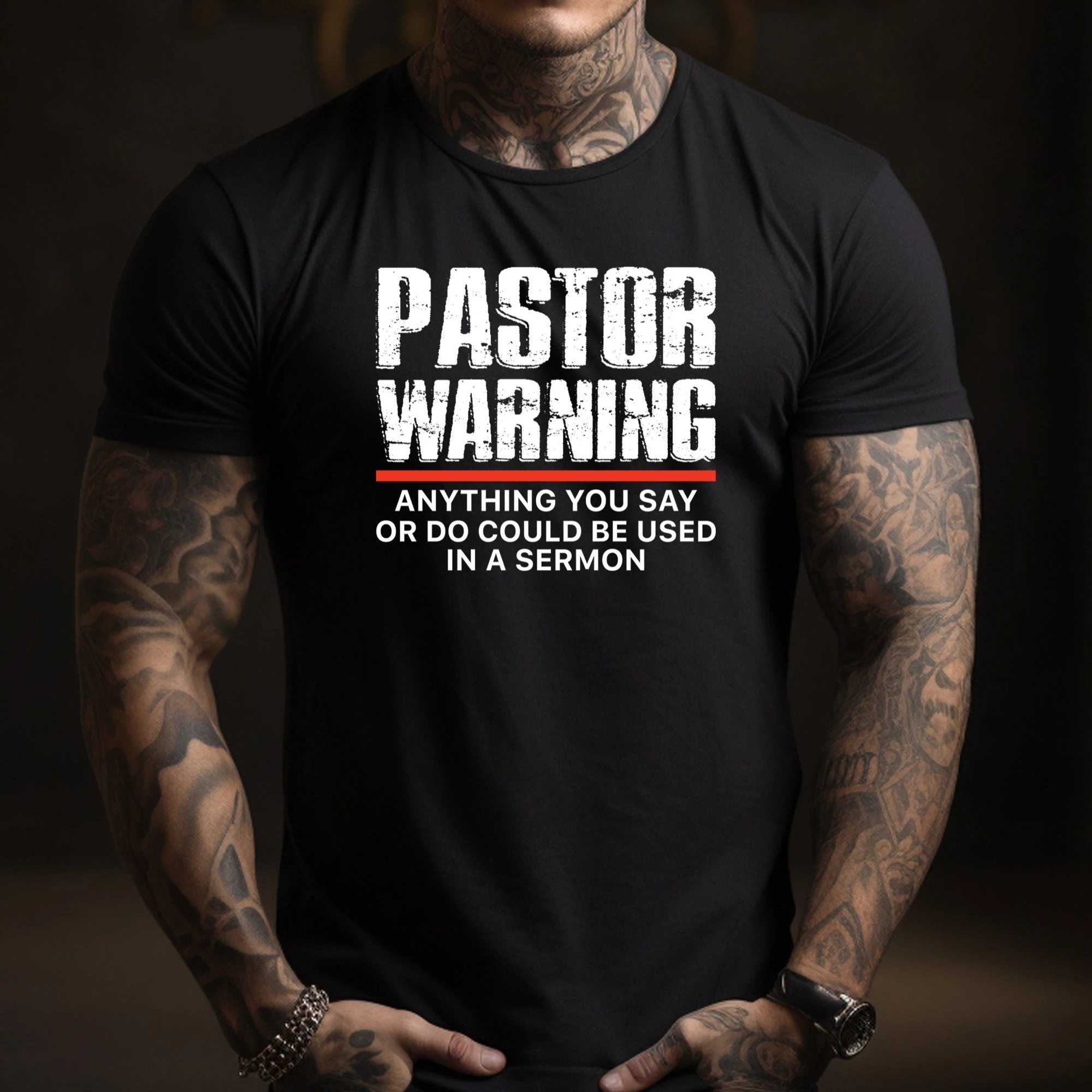 Pastor Warning T-Shirt Summer Men's Tracksuit O-Neck Short Sleeve Pullover Top Breathable Sportswear Harajuku Fashion Streetwear