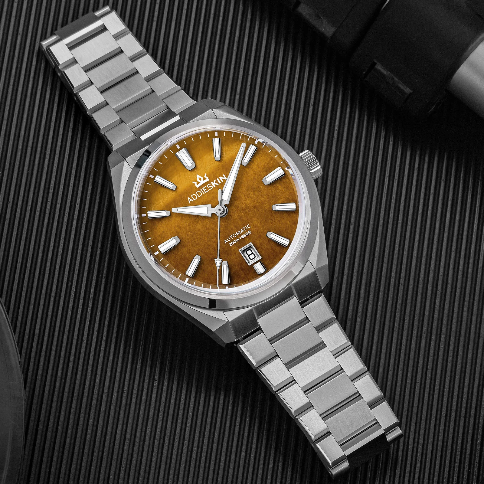 

ADDIESKIN Hight Quality Miyota9015 Stainless Steel Wristwatch Sapphire Glass Tiger's Eye Dial Men's Automatic Mechanical Watch