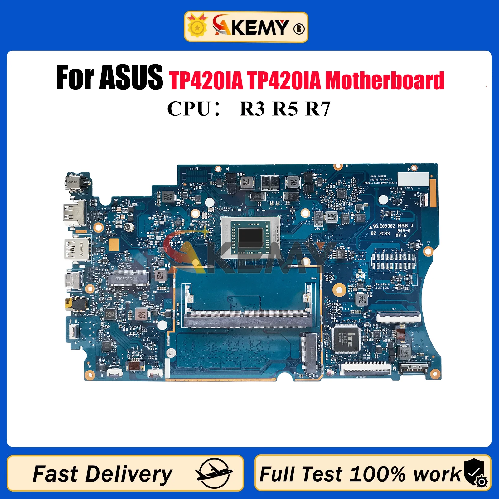 TP420IA 노트북 메인보드 (ASUS VivoBook Flip TP420I TP420IA 노트북용) R3 R5 R7 CPU 탑재, 100% 테스트 완료, 빠른 배송