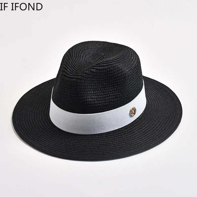 Summer Straw Hats for Women Men Panama Travel Beach Sun Hat Ribbon Decoration Elegant Luxury Jazz Hat