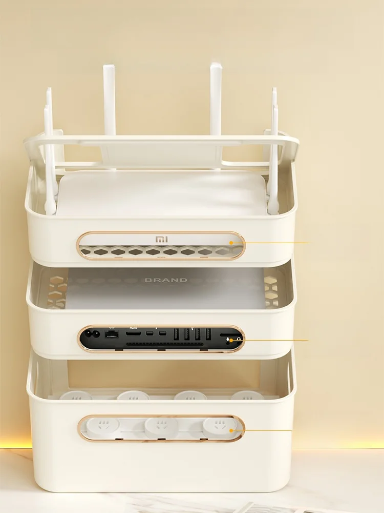 صندوق تخزين لراوتر لاسلكي وجهاز استقبال تلفزيوني، منظم من مادة البي في سي للاستخدام في غرفة المعيشة، حل لإدارة الكابلات، مودي...