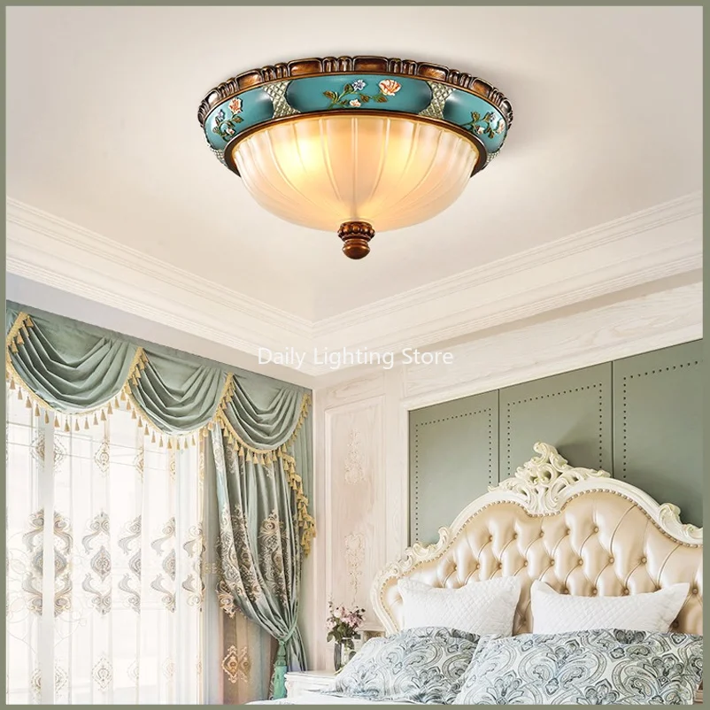 European Room Lustre De Retro Resin Chandelier Villa Hall Luxurious E27 Bulb Holder Ceiling Lamp Wall Lamp Home Appliance