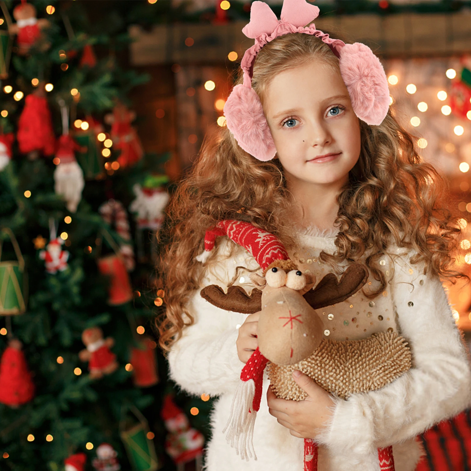 1 قطعة القوس فروي شتاء دافئ حماية الصقيع مقاومة في الهواء الطلق يمكن ارتداؤها الدافئة سدادات حماية الأذن غطاء للأذن للنساء