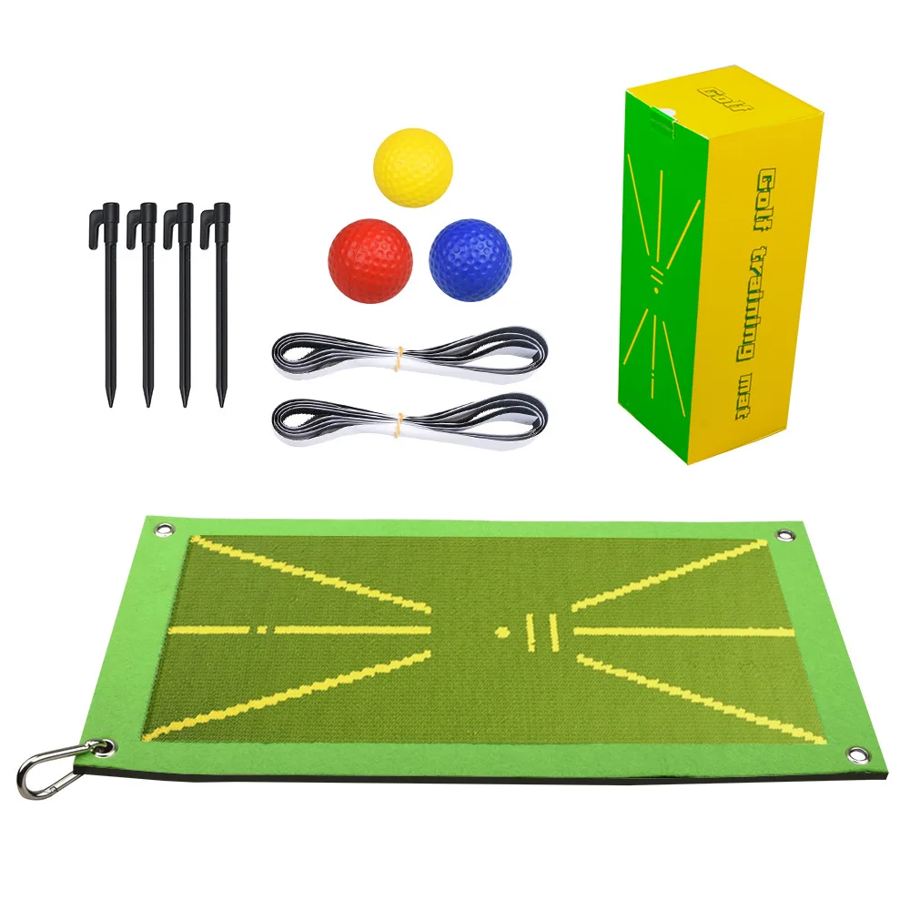 1 Set Portable Golf Swing Mat Golf Practice Hitting Direction Mark Trace Golf Swing Trainer Indoor/Outdoor Golf Training Pad