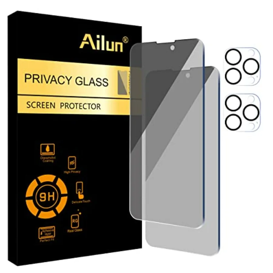 

2Pack Privacy Screen tector Compatible for [6.7 inch] + 2 Pack Camera Lens tector, Anti Spy Private Tempered Glass Film, Case F