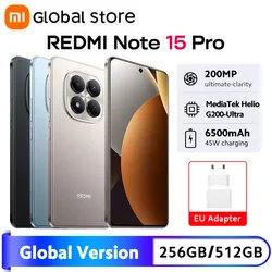 Global Version Xiaomi Redmi Note 15 Pro 4G Smartphone MTK Helio G200-Ultra 6.77