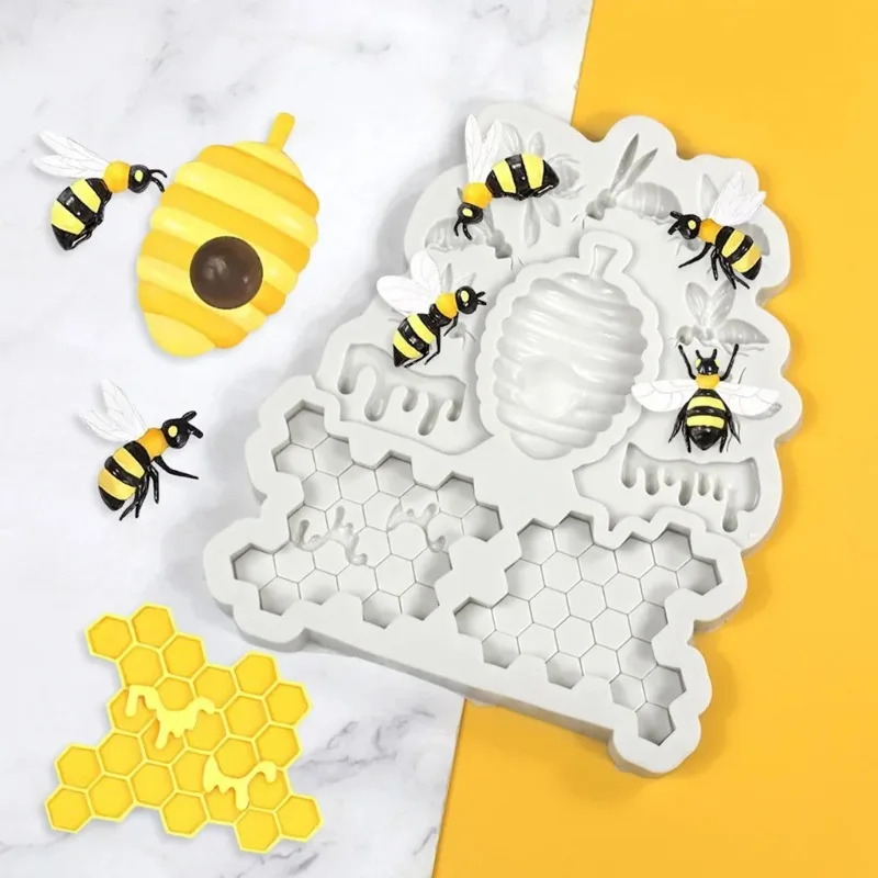 Bee Honeycomb Silicone Mold for Resin Soap Candle Making  Non-Stick Flexible Mold for Baking Chocolate Dessert Decoration