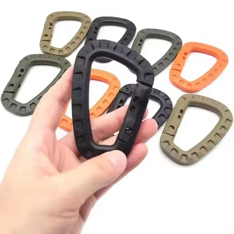 1/2/4/6Pcs Tactical Plastic Carabiner Clip Keychain Hard Spring Snap Gear Hook Outdoor Camping Hiking Tools Carabiner D-Shape