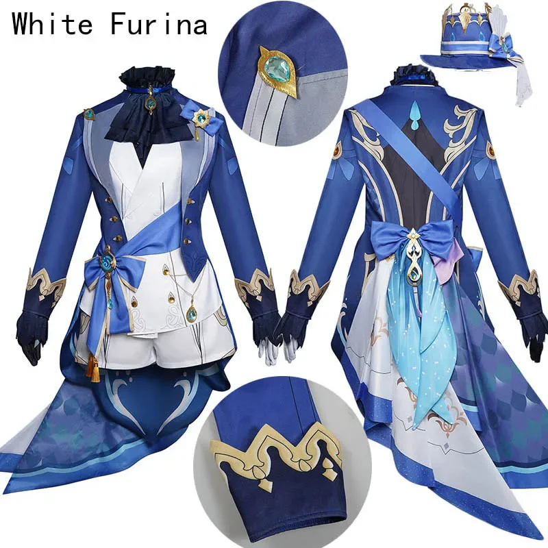 Furina Cosplay Costume Furina by Fontaine Focalors Cospaly Outfits with Hat For Anime Comic Con