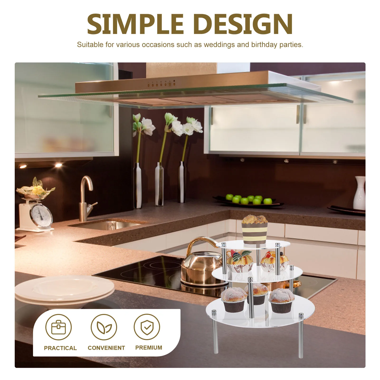 

Multi Layer Cake Stand Dessert Tier Stands Cupcake Display Wedding Holder Birthday Clear Acrylic Kitchen Bar