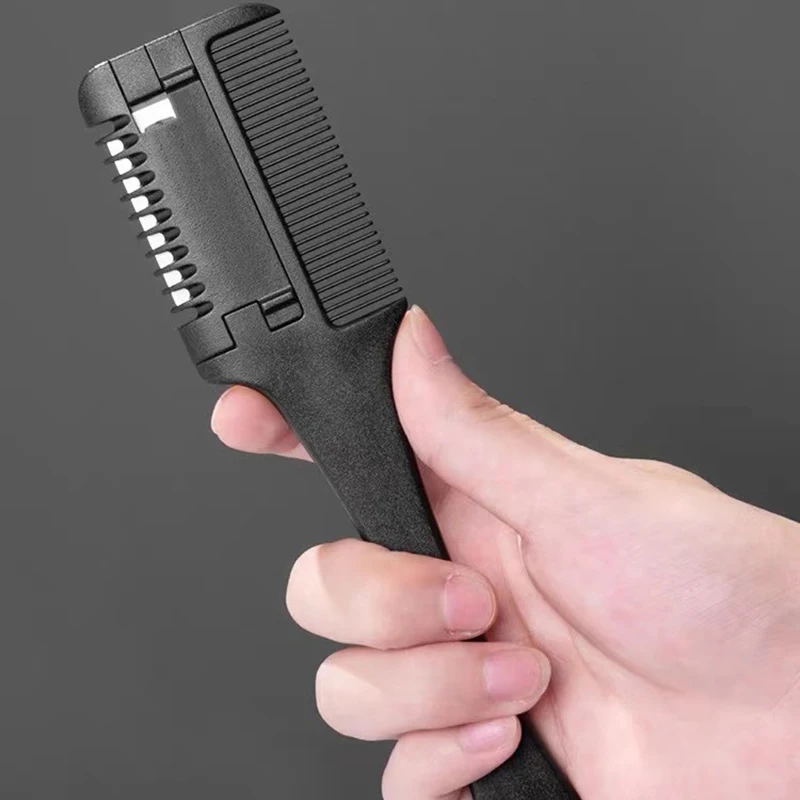 1Pcs Hair Cutting Comb with Black Handle Razor Blades Included Professional Hairbrush for Salon Styling Hair Trimming Tool