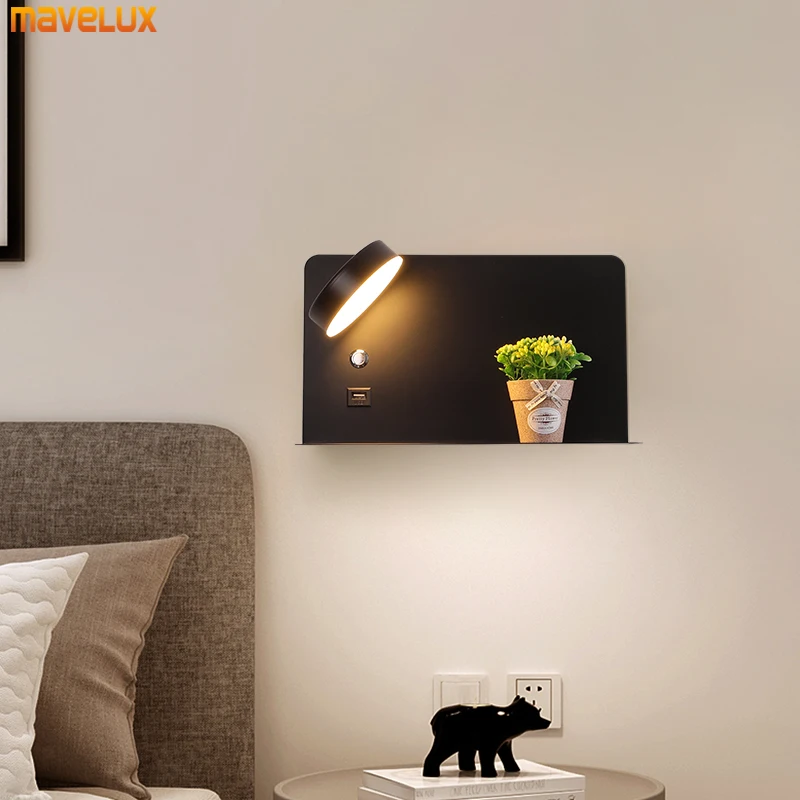 Modern LED Wall Lights with USB For Dining Room Bedside Bedroom Living Room Aisle Hallway Kitchen Interface Indoor Home Fixtures