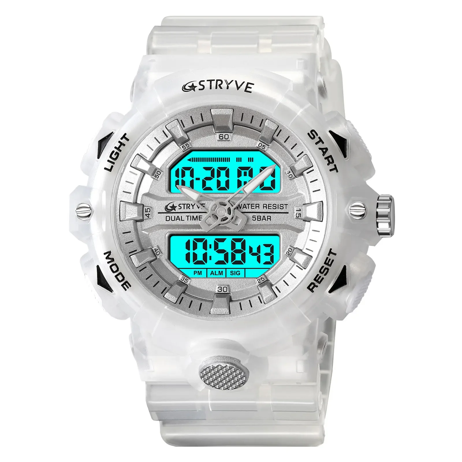 Hot sale STRYVE 8028 Men  Sport Watches Digital Double Time Watch Men LED Week Display student Wristwatches montre homme