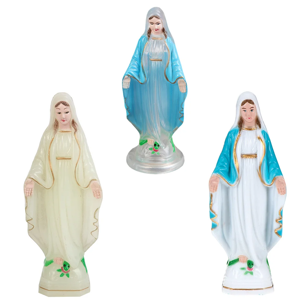 3 Pcs Retro Decor Virgin Mary Sculpture Church Decoration Decorative Christmas Ornaments Adornment Tabletop Living Room Mother